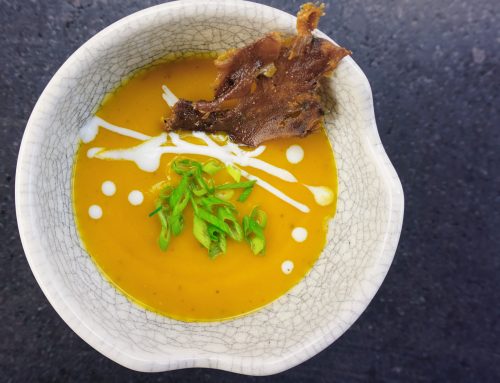 Tangy Winter Squash Soup with Crispy Bacon