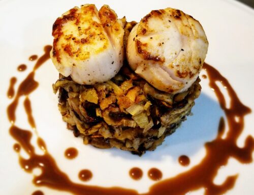 Seared Scallops with Roasted Fennel and Pomegranate Reduction