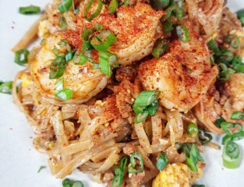 Char Kuey Teow (Prawns and Sweet Sausage with Rice Noodles)
